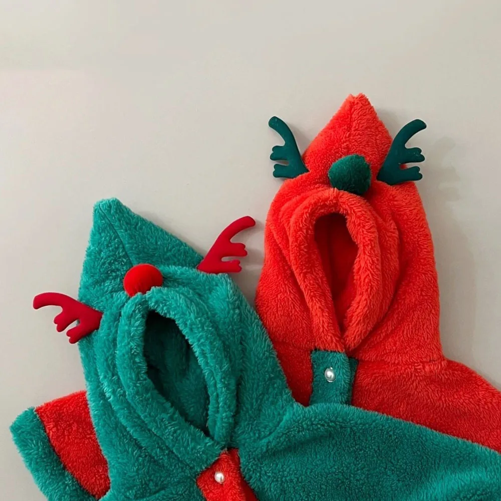 Baby Cloak Christmas Cute Warm Plush Infant Outerwear Autumn and Winter Hooded Newborn Jacket Thicken Children Clothing 아기 겨울옷