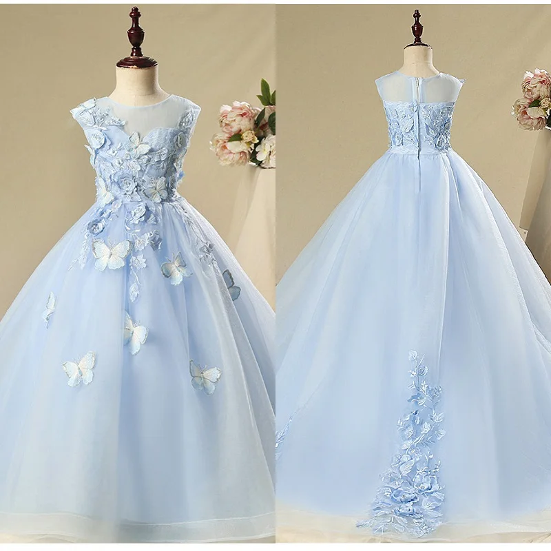 Luxury Girls Christmas Dress for Wedding and Party Gown Holy Communion Princess Dress Elegant Appliques Flower Girl Prom Costume