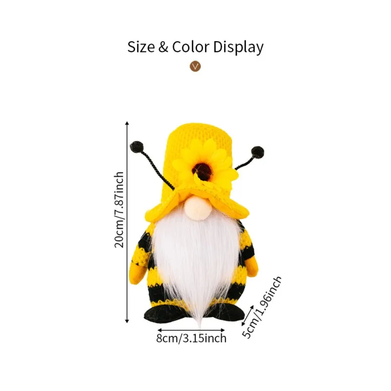 

Декоративные гномы-пчелы с подсолнухами для дома, плюшевые гномы ручной работы, украшения для весенне-летних праздников