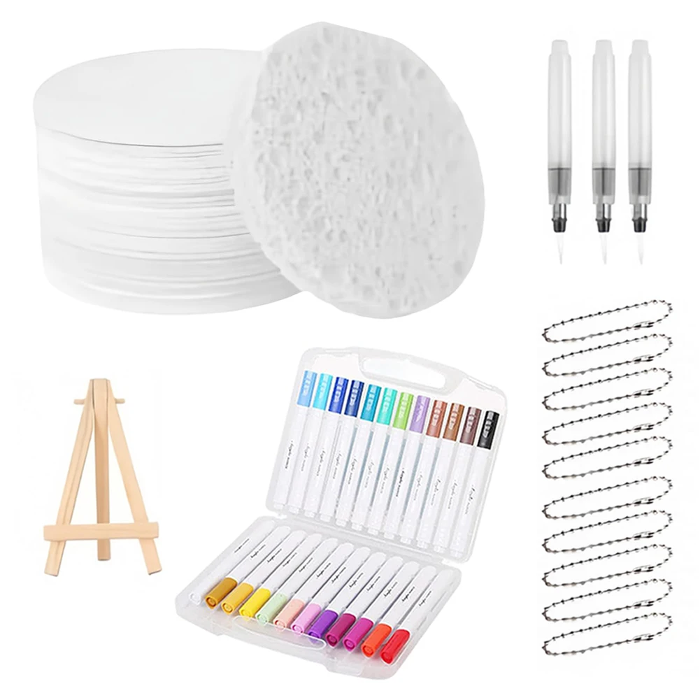 Puffy Popcorn Drawing Texture Painting Kit with 12 Marker Pen & Water Brush Magic Puffy Paint Kit 3D Effect Texture Painting Kit