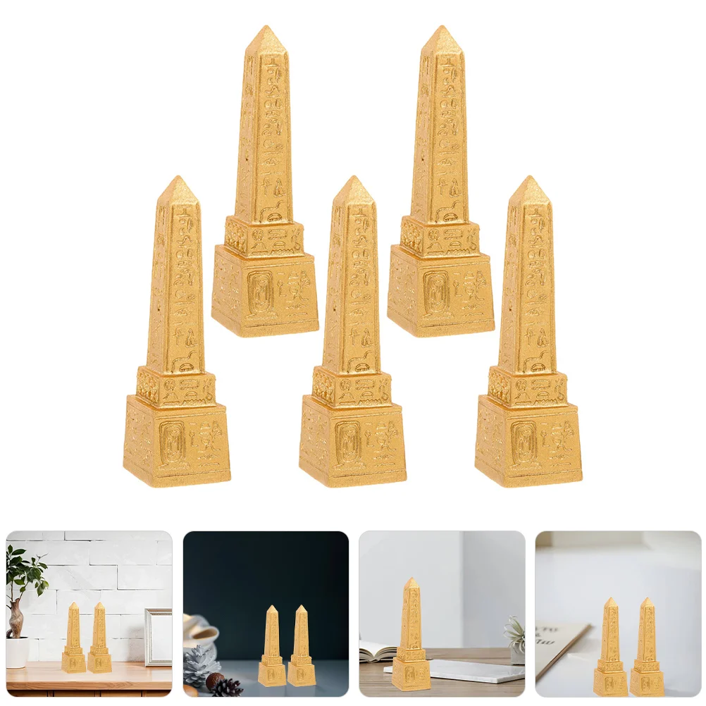 

5 Pcs Miniature Pyramid Figurine Obelisk Egyptian Statue Decor Figurines for Home Decorations Sand Table Office