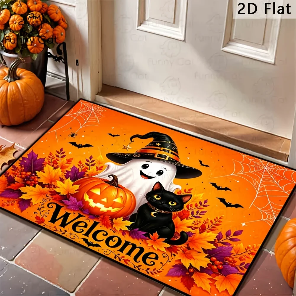 2d Printed Dark Blue Winter Gnome Drinking Cocoa Doormat Non Slip Entrance Rug For Christmas Holiday Home Decor Gift