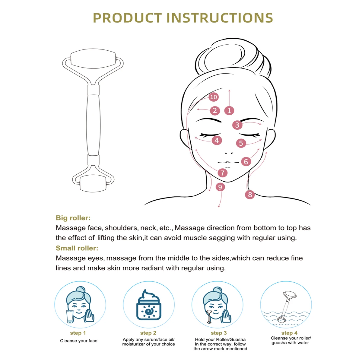 مدلك الأسطوانة اليشم الطبيعي للوجه الأسطوانة مدلك الوجه النساء تجميل الوجه أدوات العناية بالبشرة الجسم الاسترخاء مدلك هدية جيدة #4