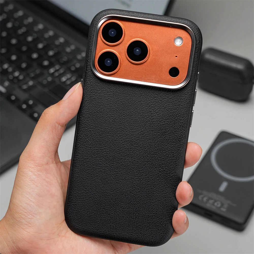 

Роскошный деловой кожаный магнитный чехол-бампер для iPhone 17 Pro Max Air Magsafe с беспроводной зарядкой, объектив из сплава, крышка кнопки камеры