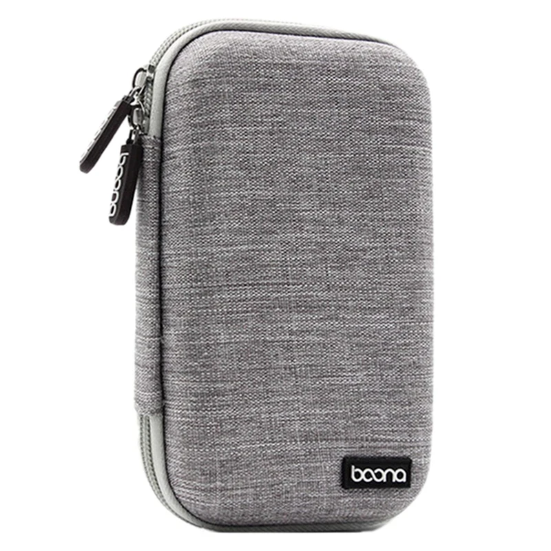 BOONA 2 Pcs Portable Storage Box Waterproof Storage Bag For Hard Drive Power Supply Gray 17.5 X10.5 X5.0Cm & 11X11X4.5Cm