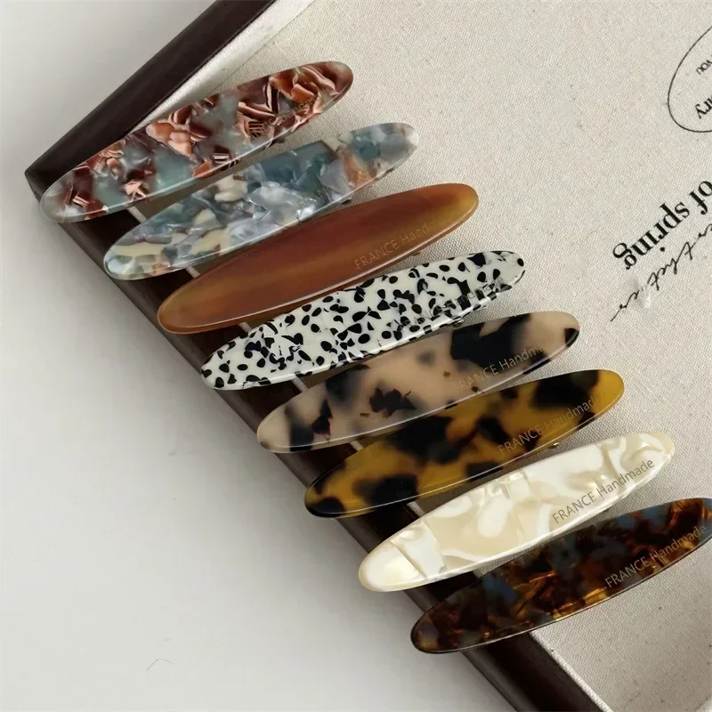 Simple Acetate Hair Clip Side Pins Tortoise Shell Colorful Barrettes Oval Shape Geometric Hairpin Women Hair Accessories