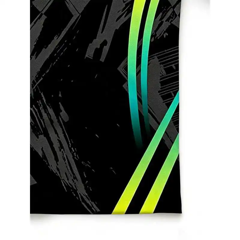 Black Gradient Neon Green V-Pattern Mecha Lines Compression Tshirt High-Elastic Quick-Dry Fabric V-Pattern Texture Fit Chest Wai - view 5