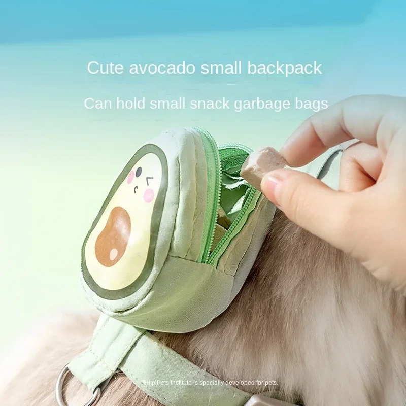 Cat three-dimensional avocado backpack I-shaped traction rope dog vest style anti-breakaway pet harness