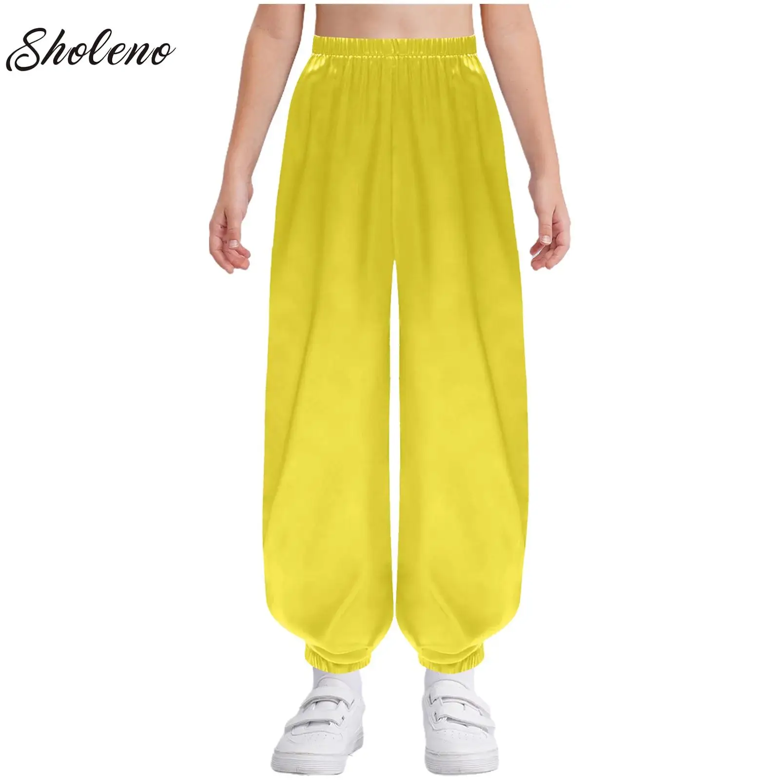 Girls Boys Satin Belly Dance Harem Pants Arabic Arabian Halloween Lantern Loose Pants Fancy Pants Bloomers Trousers For Dancing