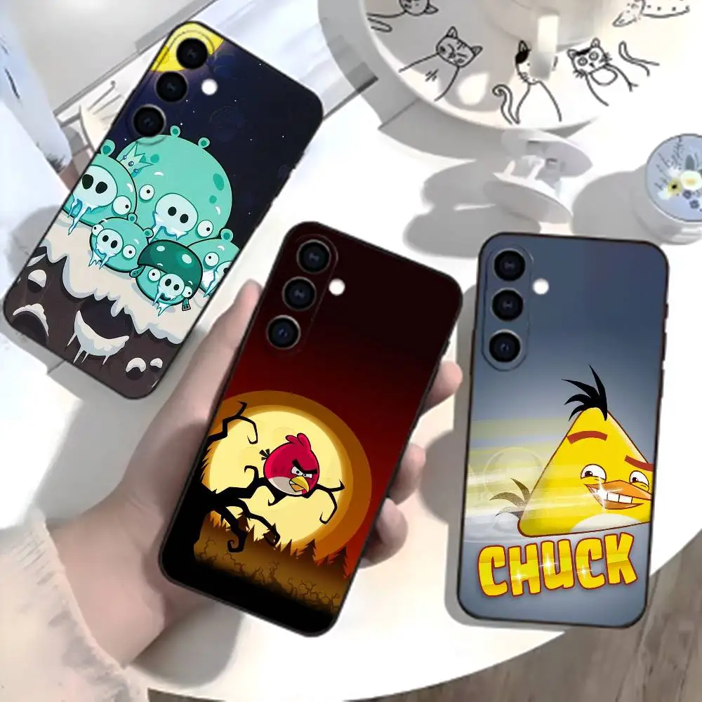 W-Angry Birds Phone Case For Samsung Galaxy A73,A21s,A22,A31,A52,A53,A71,A41Soft Black Shell