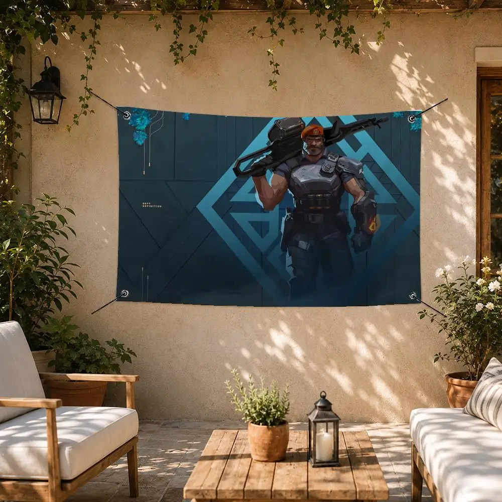 Video Game Valorant Flags Room Bedroom Home Outdoor Wall Hanging Concert Printed Background Decoration Art Banne