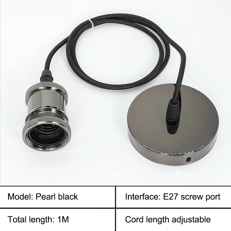 High Quality! Suspended Ceiling Lamp Holder E27 Lamp Holder Set Single Lamp Holder 1M Cord Retro Hanging Aluminum Lamp Head