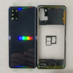 Bilashmart Samsung Galaxy A31 A315 Housing Case Middle Frame + Battery Back Cover Rear Door With Camera Lens Repair Parts