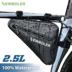 NEWBOLER 100% Waterproof Cycling Tube Bag 2.5L MTB Road Bike Triangle Bag Cycling Frame Front Bags Repair Tools Pannier Bike Bag