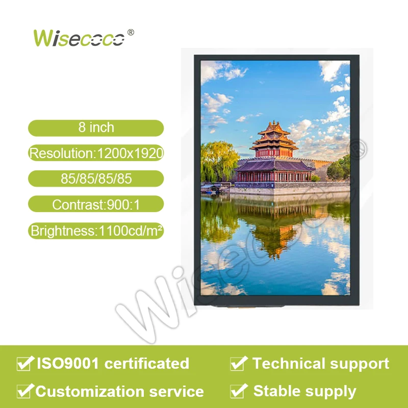 Wisecoco High Brightness 1100cd/m2 8 Inch 1200*1920 Mipi 40 Pins Screen Lcd Display Module For 3D Printer