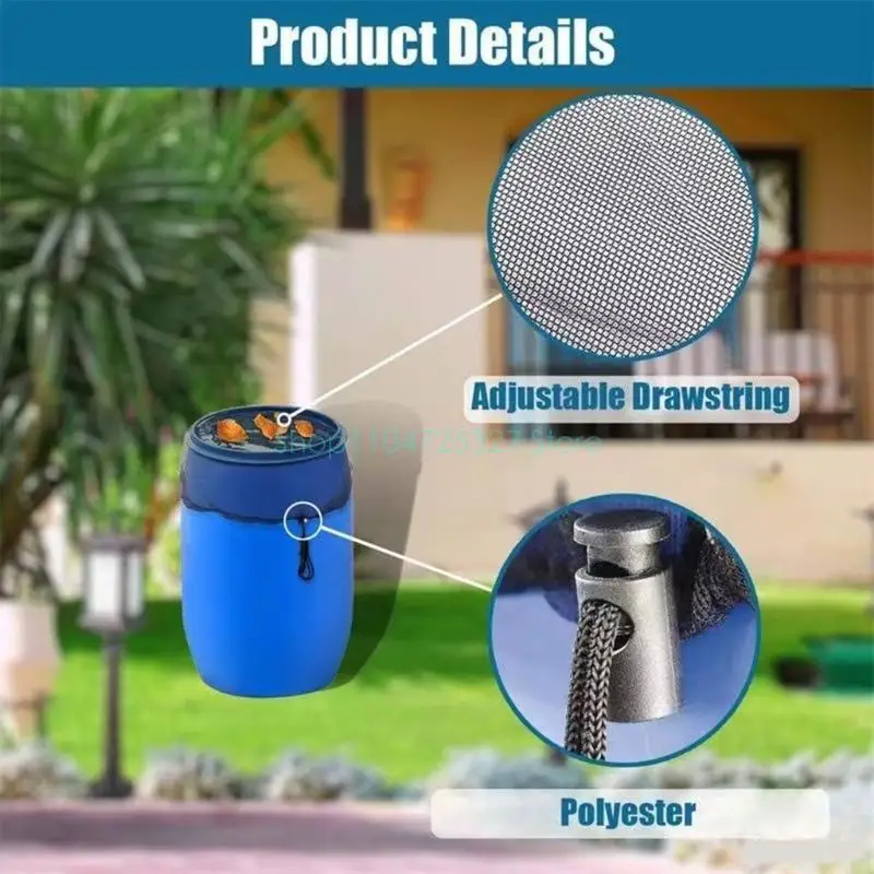 

Rain Barrel Net Cover with Elastic Adjustable Protective Mesh for Water Butts, Keeps Out Leaves & Debris