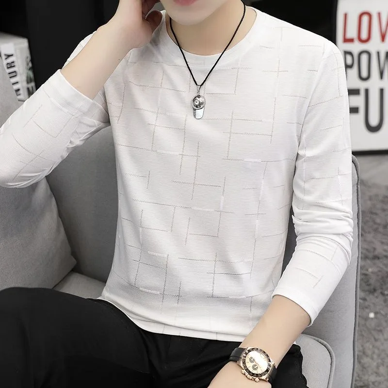 Khaki Square Grid Print Short Sleeve T Shirt Casual Cotton Basic Men Top view 3