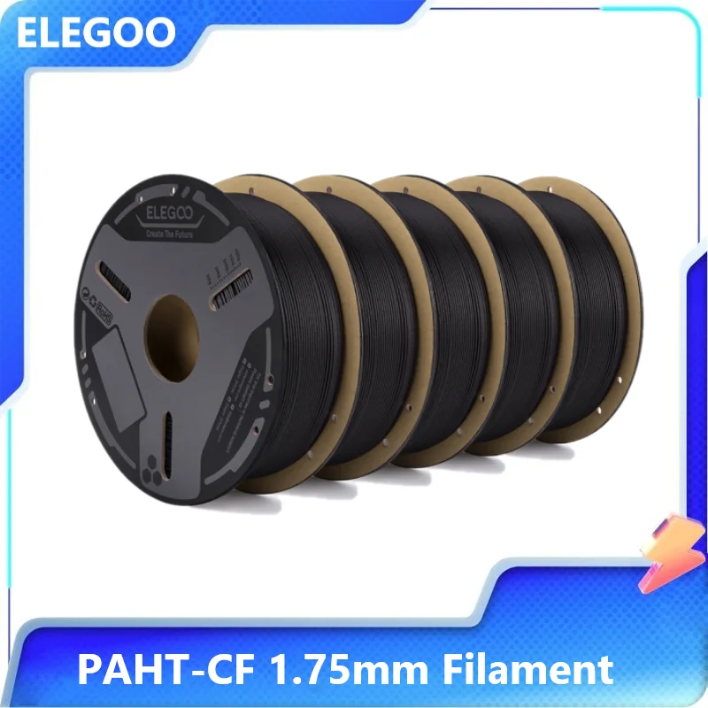 ELEGOO PAHT-CF 3D-Druckfilament 1,75 mm 1 kg Kohlefaser-Material für die meisten Drucker, geringe Wasseraufnahme, hohe Festigkeit und Zähigkeit, Hitze- und Verschleißbeständigkeit