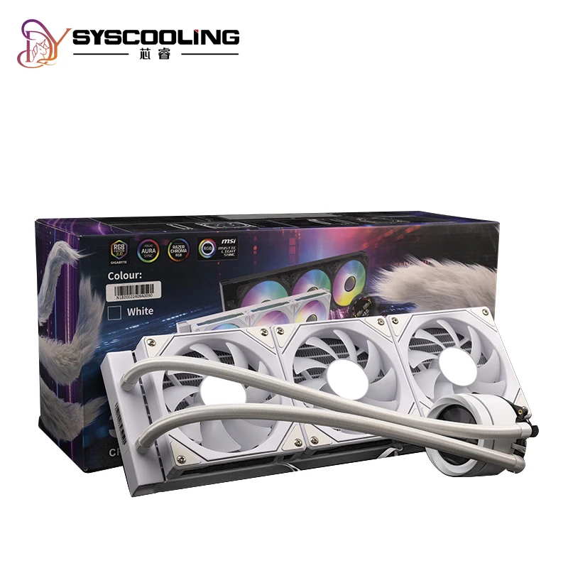 SysCooling White CPU cooler digital display screen 360 All-in-One Water Cooling Radiator For LGA1700 115x AM5