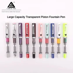 Lanbitou 3059 Fountain Pen EF/F Nib Piston Plastic Ink Pen Silver Clip Business Stationery Office School Supplies PK JINHAO