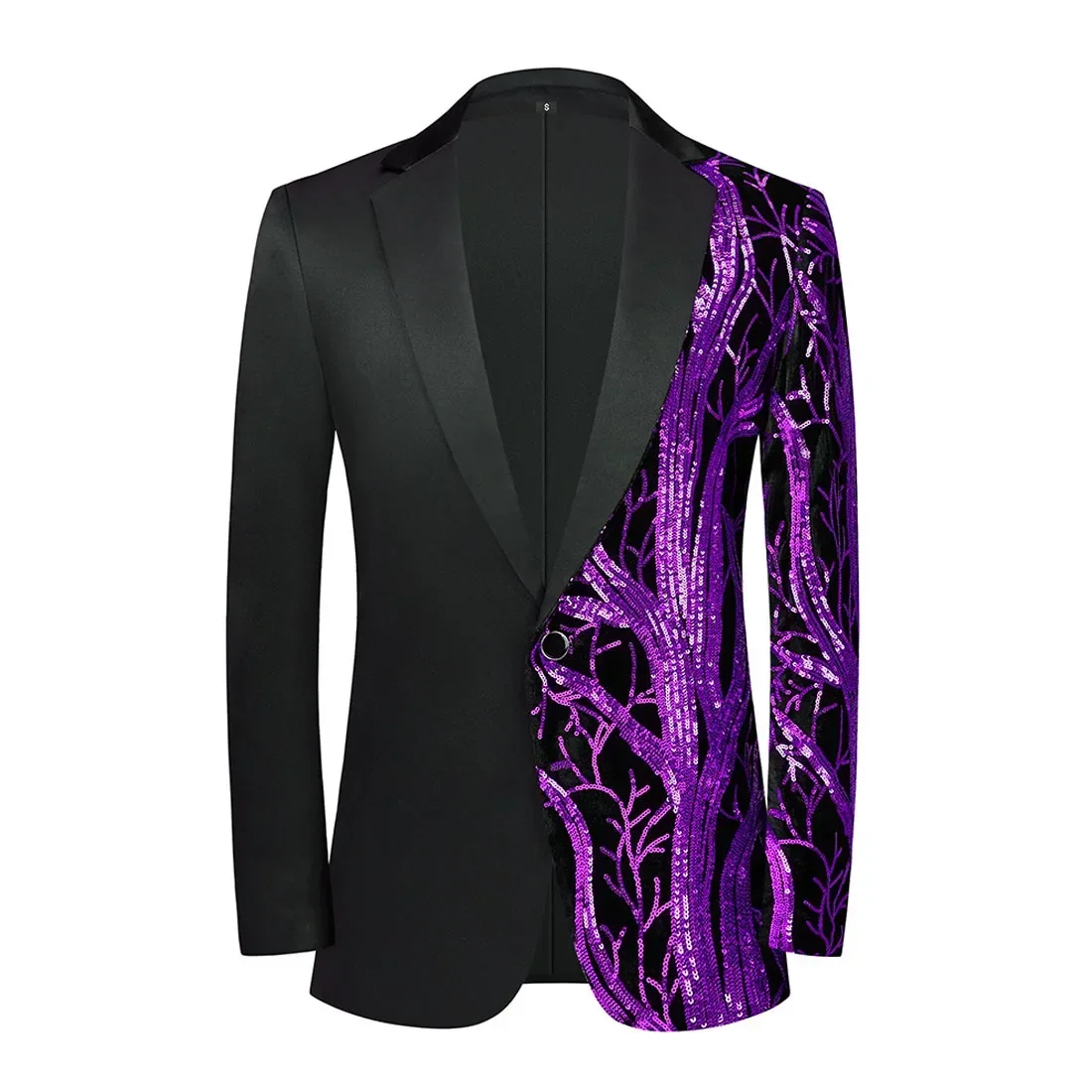 Purple Wave Sequin Blazers for Men 2025 Slim Fit Mens Sparkly Smart Casual Light Luxury Formal Banquet One Button Suit Jacket