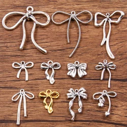 20Pcs 3 Style Metal Alloy Cute Hollow Bow Charms Holiday Gifts Pendants For Jewelry Making DIY Handmade Craft