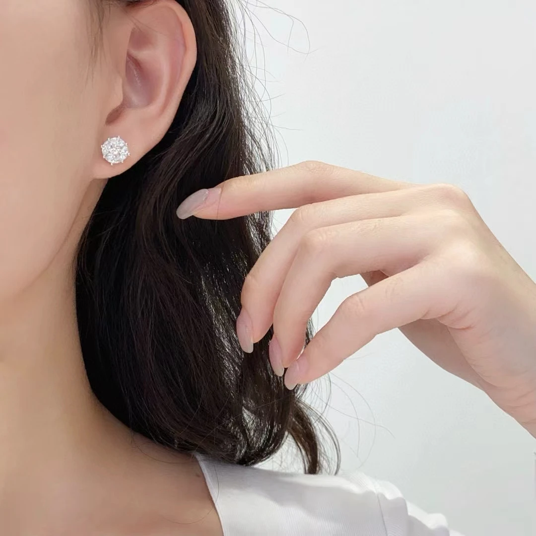 Lab-Grown Diamond 10K Solid Gold Princess-Cut  with Halo Setting and Marquise Accents, 0.5CT Premium Fashion Jewelry Earrings,