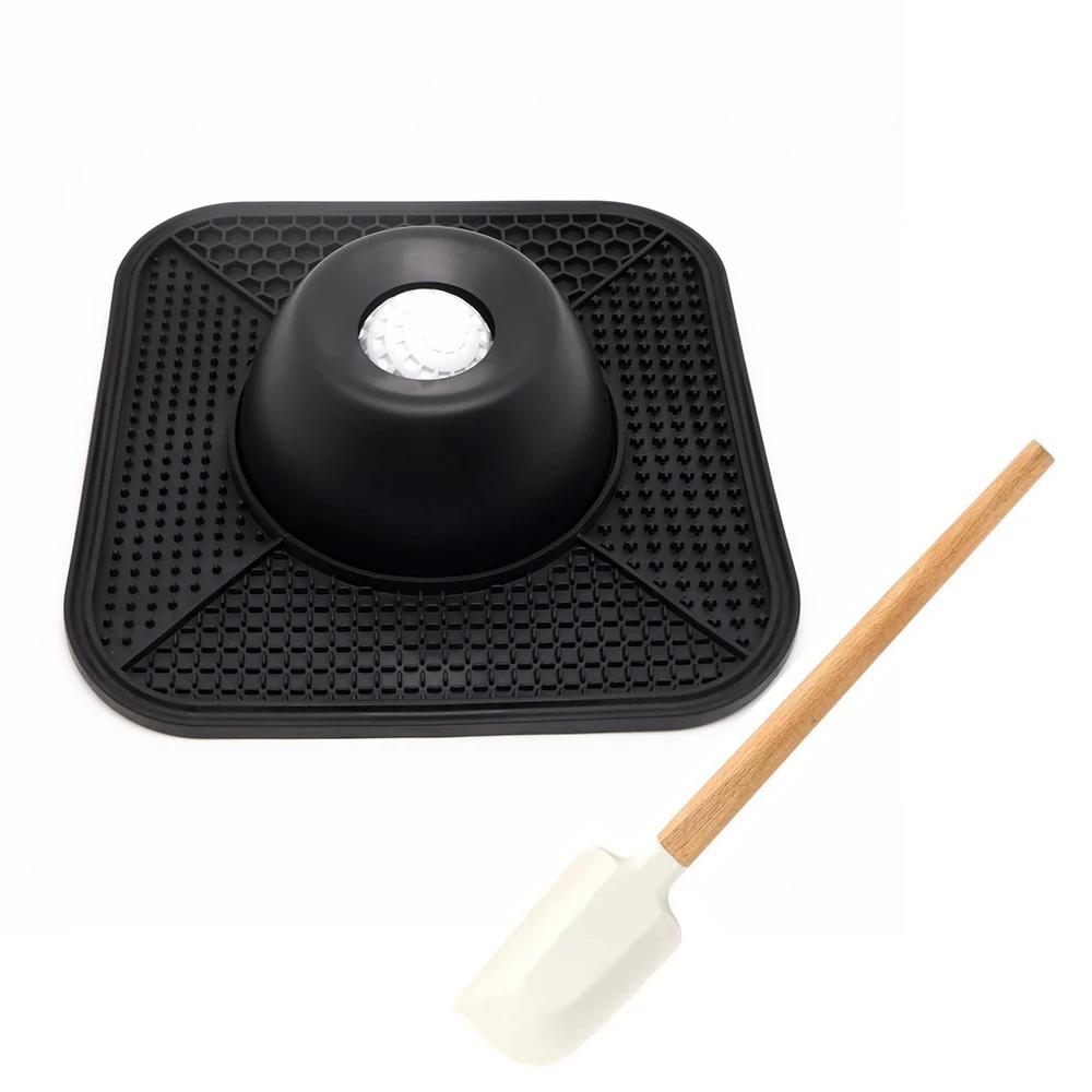 Non-Slip Dog Lick Mat With Slow Feeder Bowl Silicone Pet Feeding Mat Anxiety Relief Healthy Lick Pad For Dogs Puppy Cats Kitten
