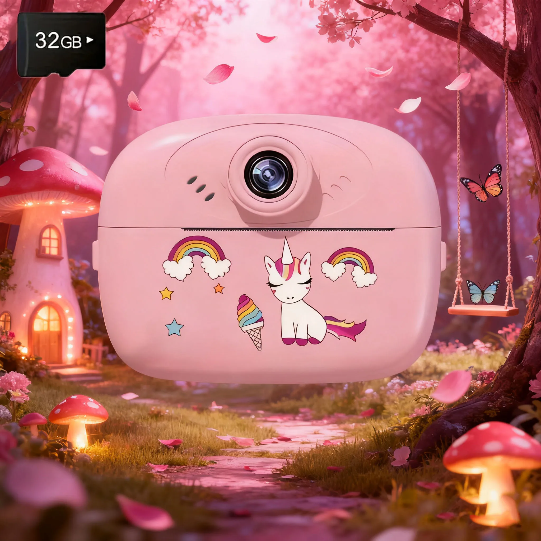 Fotocamera Digitale Istantanea per Bambini con Stampa Termica di Etichette, Regalo di Compleanno per Ragazze e Ragazzi con 2 Rotoli di Carta per Stampante