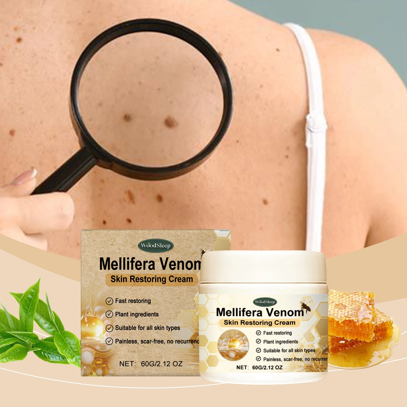 

Крем для восстановления кожи WoodSleep Bee Venom Нежная формула для очищения и разглаживания кожи Крем для ухода за кожей