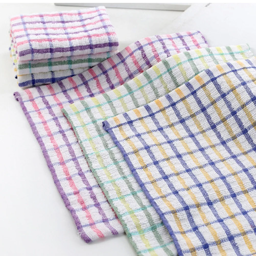 

Cotton Kitchen Lint Free Plaid Design Super Absorbent Dish Cloth for Cleaning Window Glass Non Stick Oil Resistant