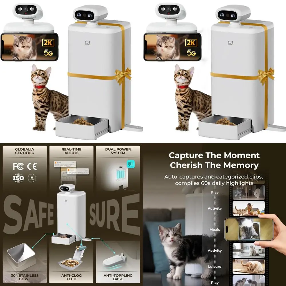 

Умная кормушка для животных с ИИ-камерой, ночным видением 2K, подключением 5G/2.4G, двусторонней аудиосвязью, оповещением о низком уровне корма, датчиком препятствий, 1 год гарантии