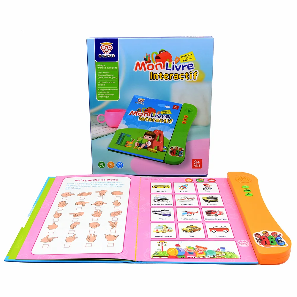 French and English Bilingual Finger Reading Children's Voice Book Intelligent Learning Toys French E-book Early Education Tool