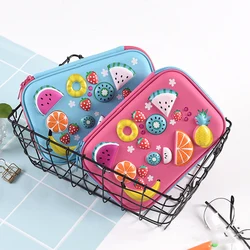 3D Cute Pencil Case Colorful Fruit Pencil Box Japan Korean Style Stationery Box EVA Big Pen Case For Kids School Supplies