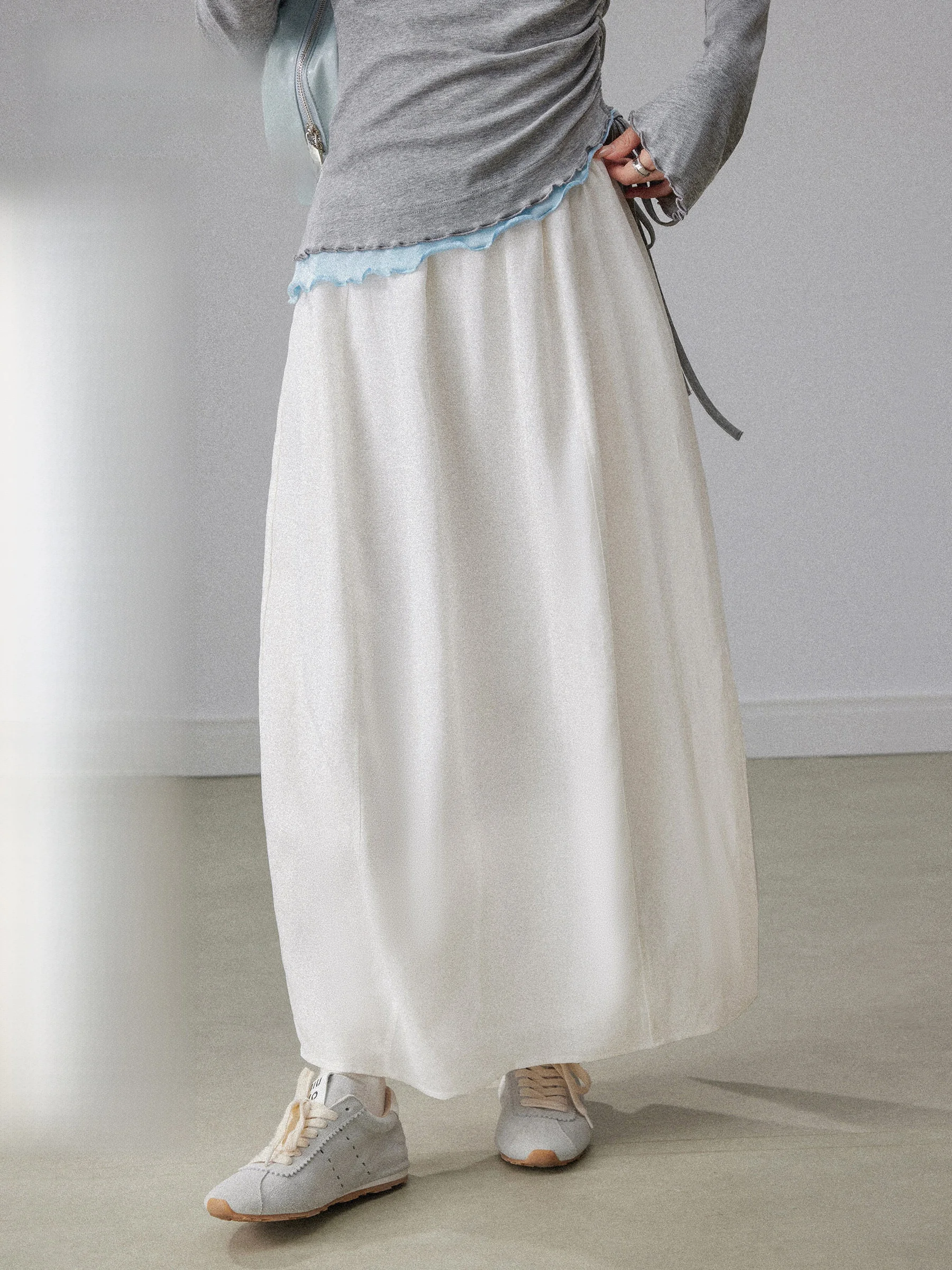 

Белая прямая юбка миди А-силуэта с высокой талией и разрезом для женщин, новая коллекция Весна 2026, модная элегантная юбка средней длины