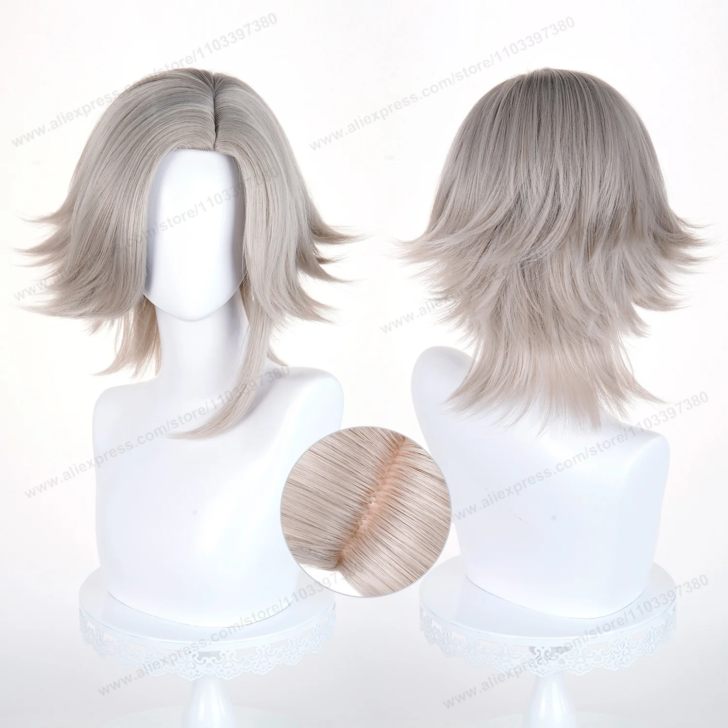 Aotsuki Eito Cosplay Wig 40cm Short Light Warm Grey Man Hair Anime Cosplay Wig Halloween Heat Resistant Synthetic Wigs