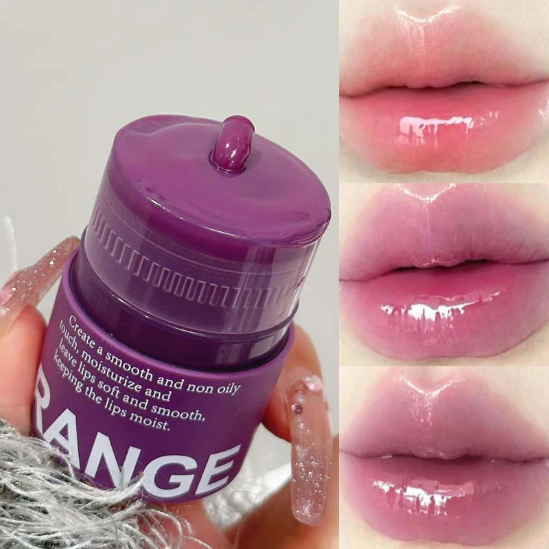 Rotating Crystal Purple Lip Balm Jelly Pink Solid Lip Gloss Moisturizing Watery Colored Lip Paste Long-lasting Tender Tinted