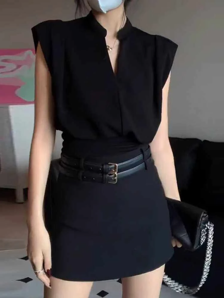 

Elegant Black Two-Piece Set Women's High Waist Bodycon Dress Top And Bottom Ensemble Spring Fashion Casual Commute Style