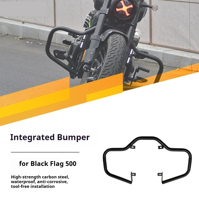 Motorcycle Retro Crash Protection Bar Thick Carbon Steel Anti-Fall Bumper Fit for Benda Dark Flag 500 Non-Destructive Mount