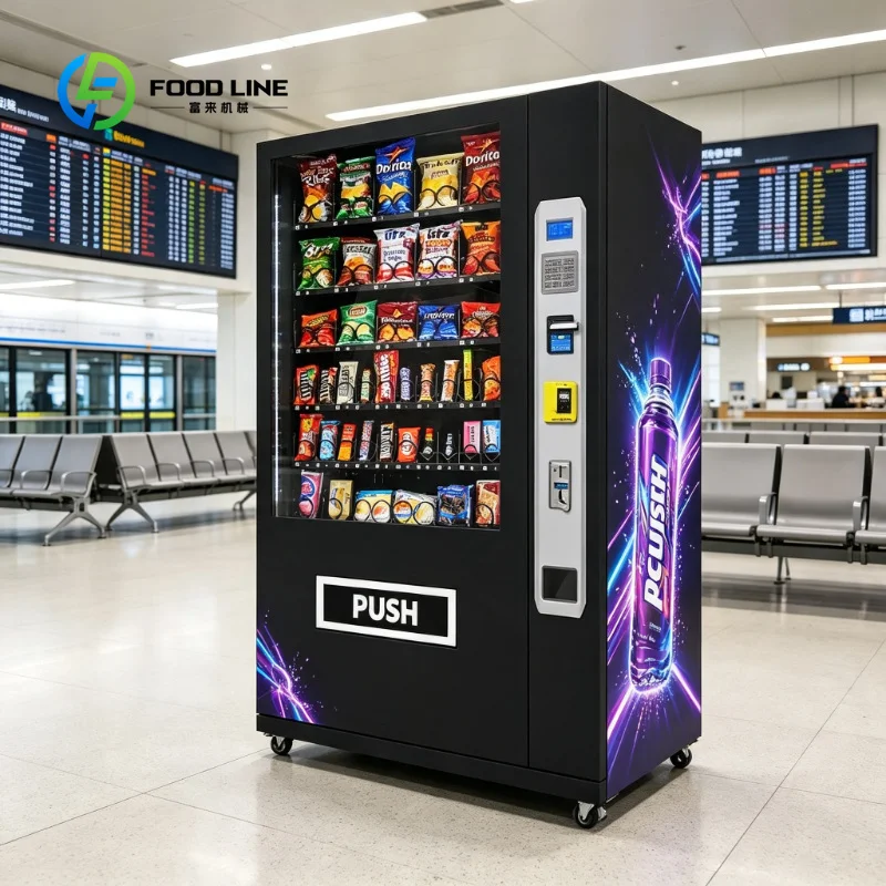 Snack and Drink Vending Machine, Customized Steel Touch Screen Automatic Combo Vending Device with Cashless Payment SDK Function