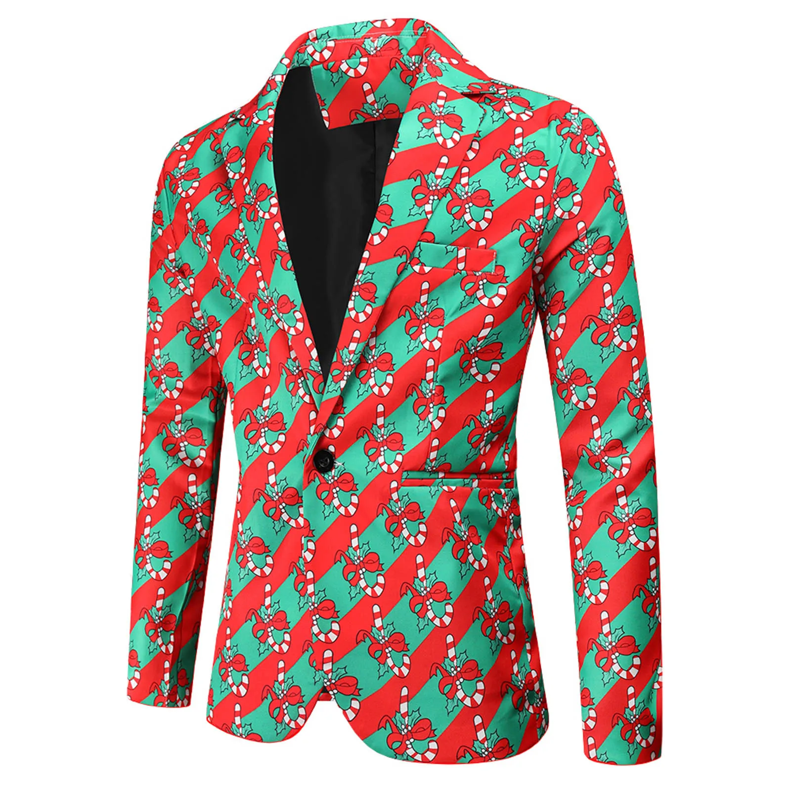 

Casual Suit Jackets For Male Fashionable Casual Christmas Printed Coats For Male Lapel Single-breasted Loose Men's Blazers