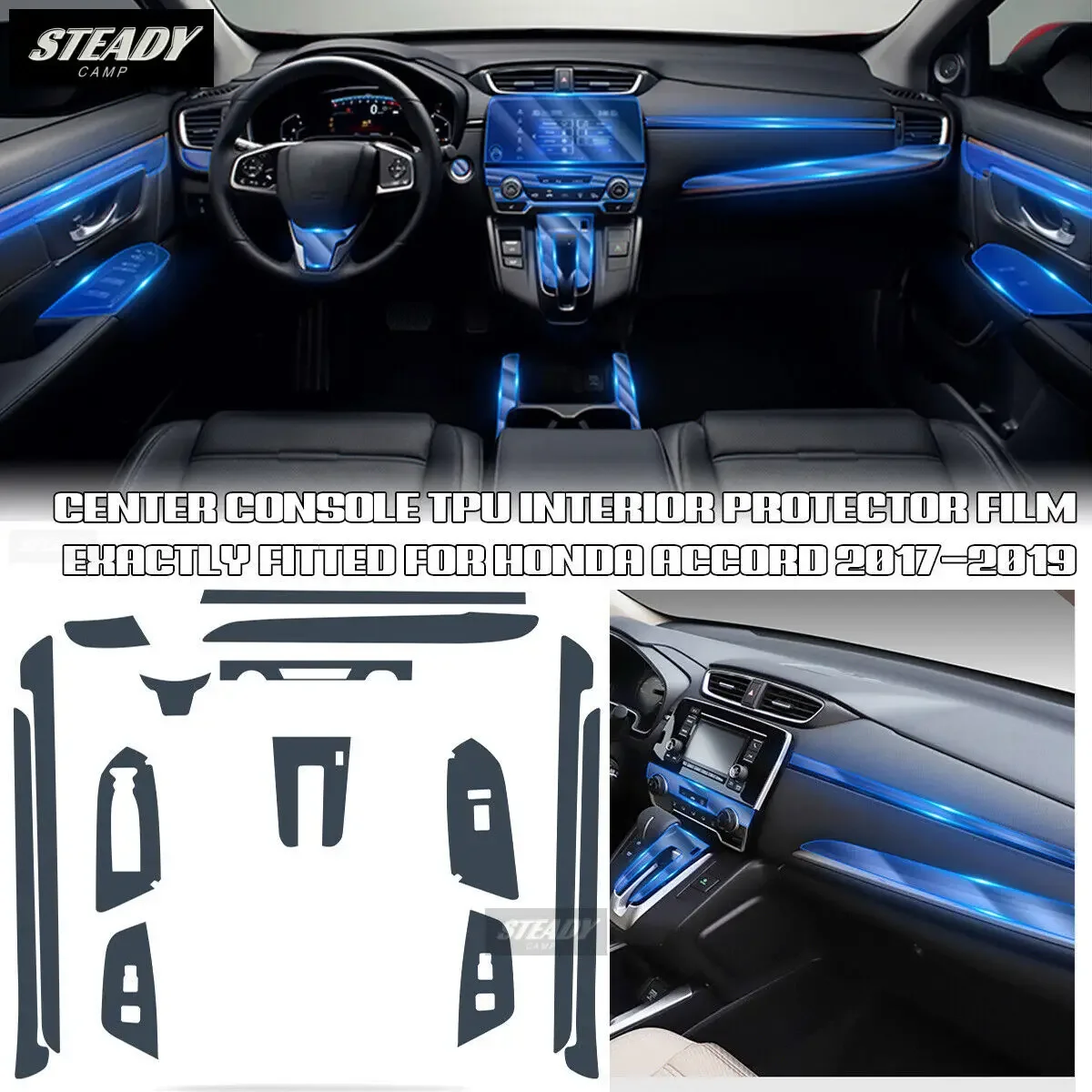 

For Honda Accord 2017-2019 Car Interior Center Console Transparent TPU Protective Film Anti-scratch Repair Accessories Refit