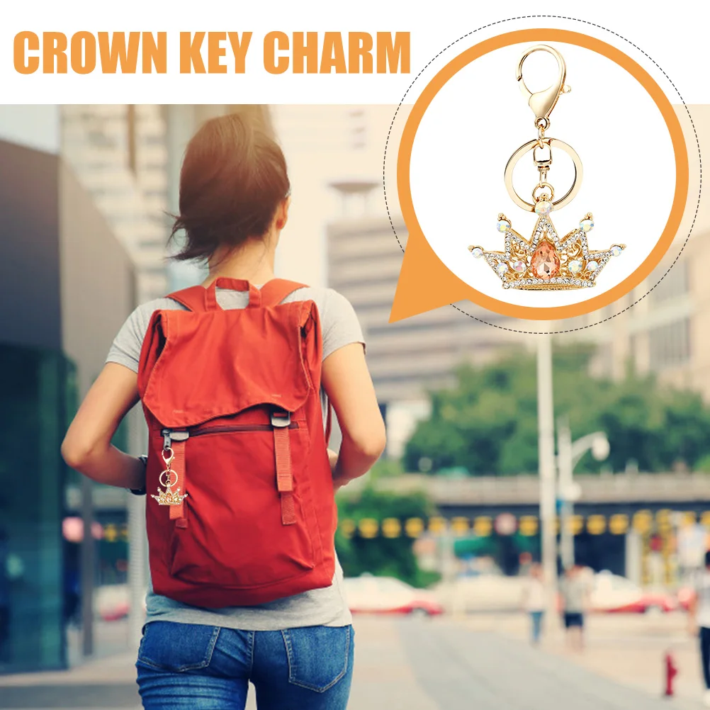

Crown Keychain Sparkling Rhinestone Key Charm Ring Hanging Decoration for Bag Purse Backpack Handbag