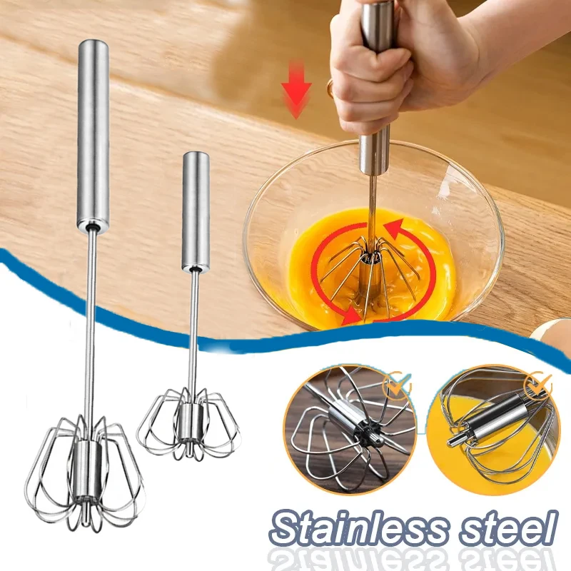Halbautomati scher Mixer Eier schläger Edelstahl Schneebesen Hand mischer selbst drehender