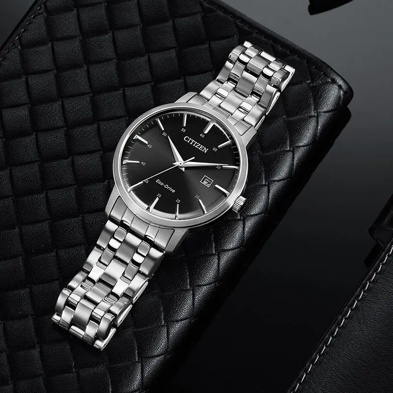 Citizen BM7460-88E Original Eco-Drive Men's Wrist Watch Solid Stainless Steel Case And Bracelet Black Dial 10Bar Waterproof