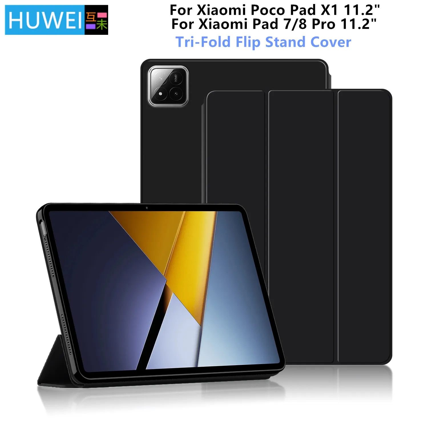 

For Xiaomi POCO Pad X1 Case 11.2" Trifold PU Leaher Soft Back Stand Cover For Xiaomi Pad 7 8 MiPad 7 Pro 11.2" Tablet Case Funda