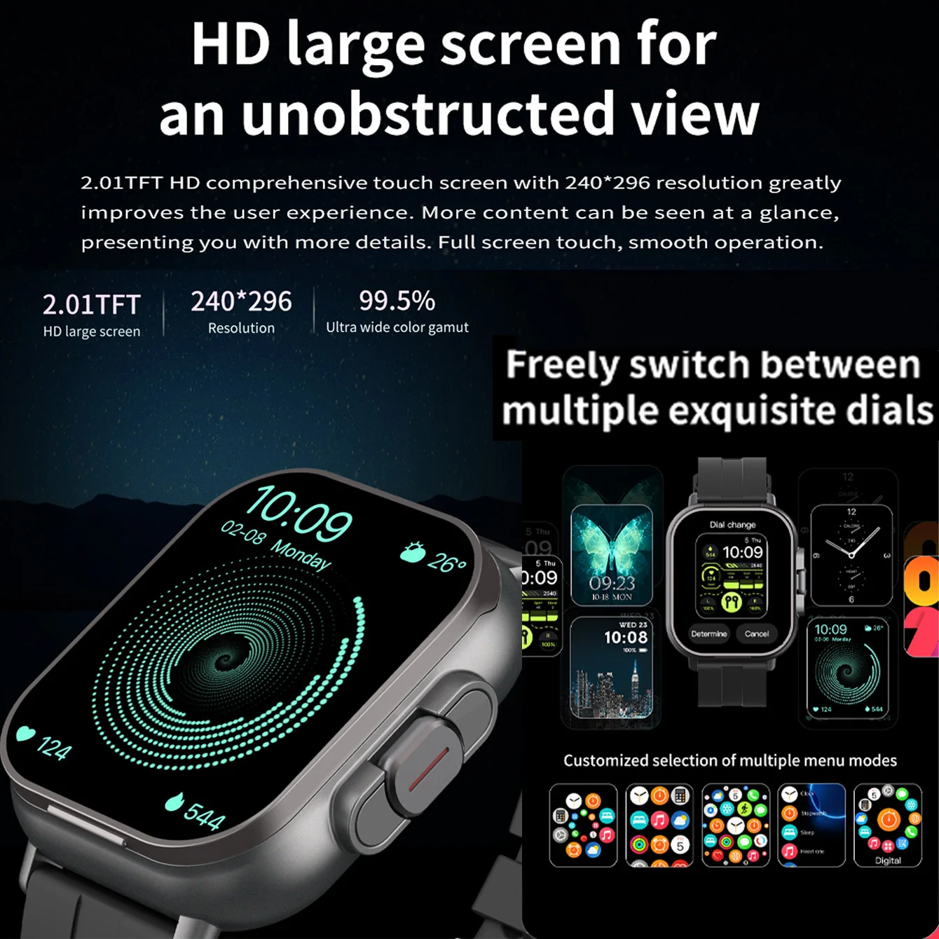 D8 2-In-1 Smart Watch Built In Tws Smartwatch For Men 2 Inch Fitness Bt Call Nfc Music Control For Huawei Xiaomi Phone