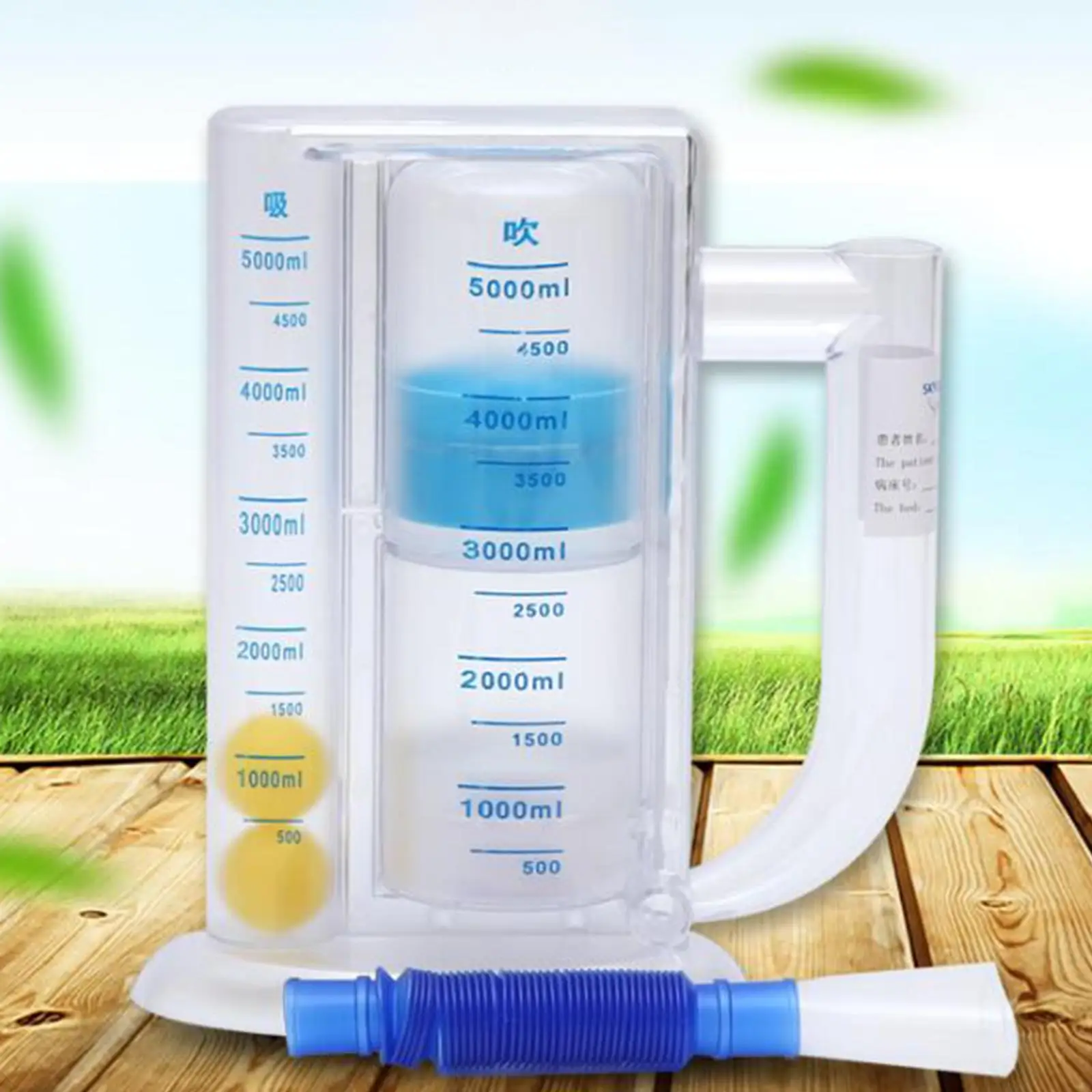 5L Lung Deep Breathing Trainer Exerciser Respiratory Spirometry, Washable and
