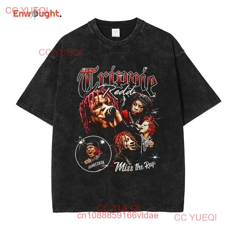 Trippie rot T-Shirt Rapper Sänger große 14 Vintage gewaschen Old School Stil Tops te