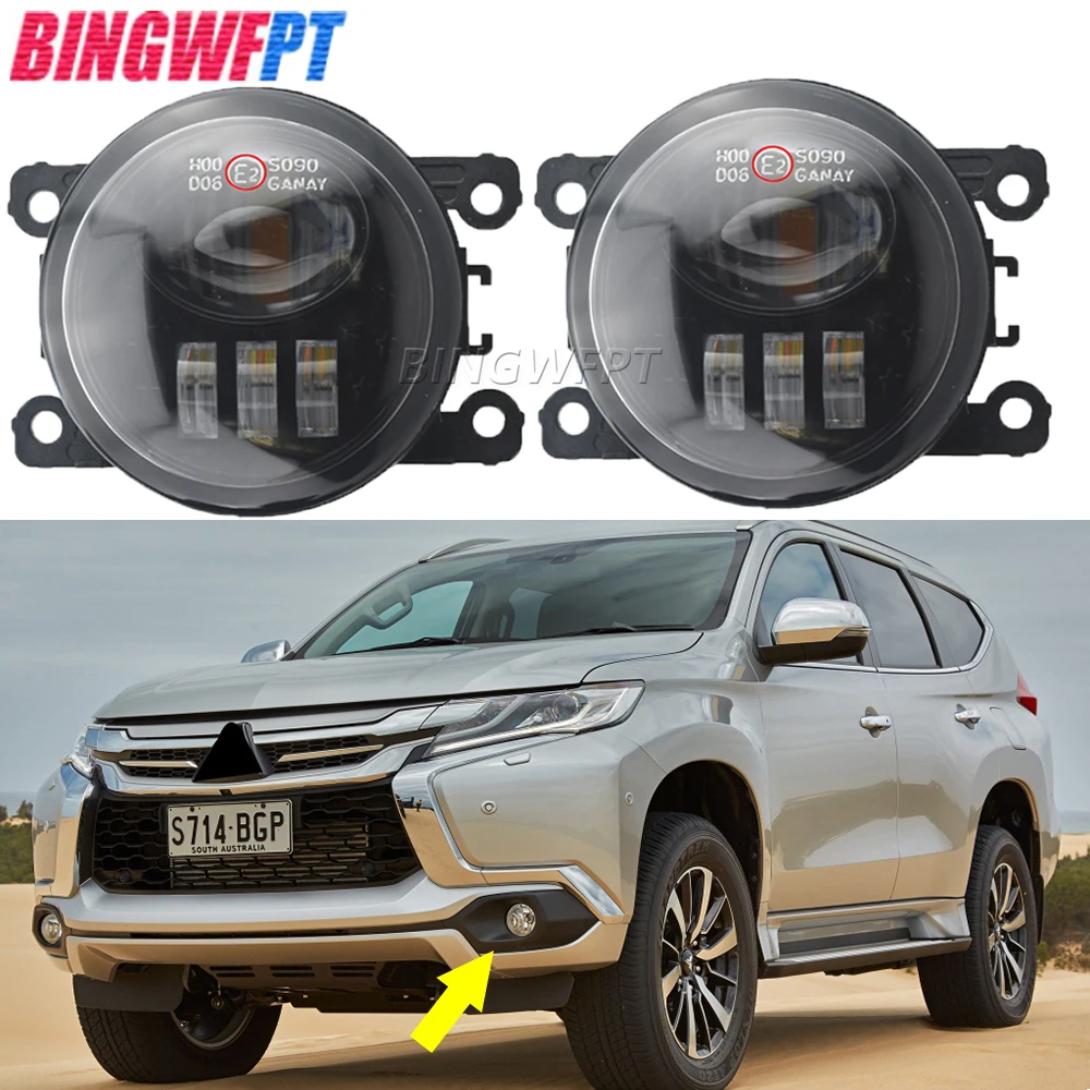 For Mitsubishi Montero Pajero Sport Challenger 2017 2018 2019 LED Fog Lights Lens DRL 12V H11 Fog Lamp Daytime Running Light